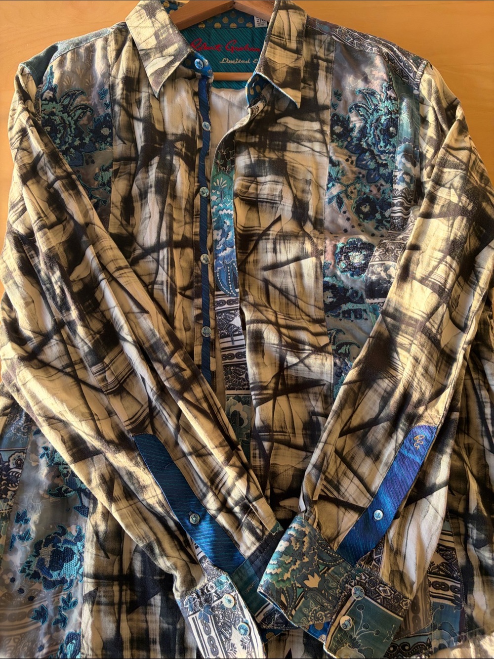 Robert Graham Multicolor Plaid & Teal Paisley Button-Front Jacket
